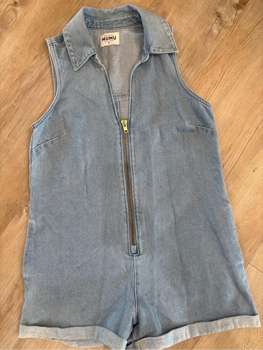 Show Me Your MuMu Orange Denim Romper - Picture 2 of 6